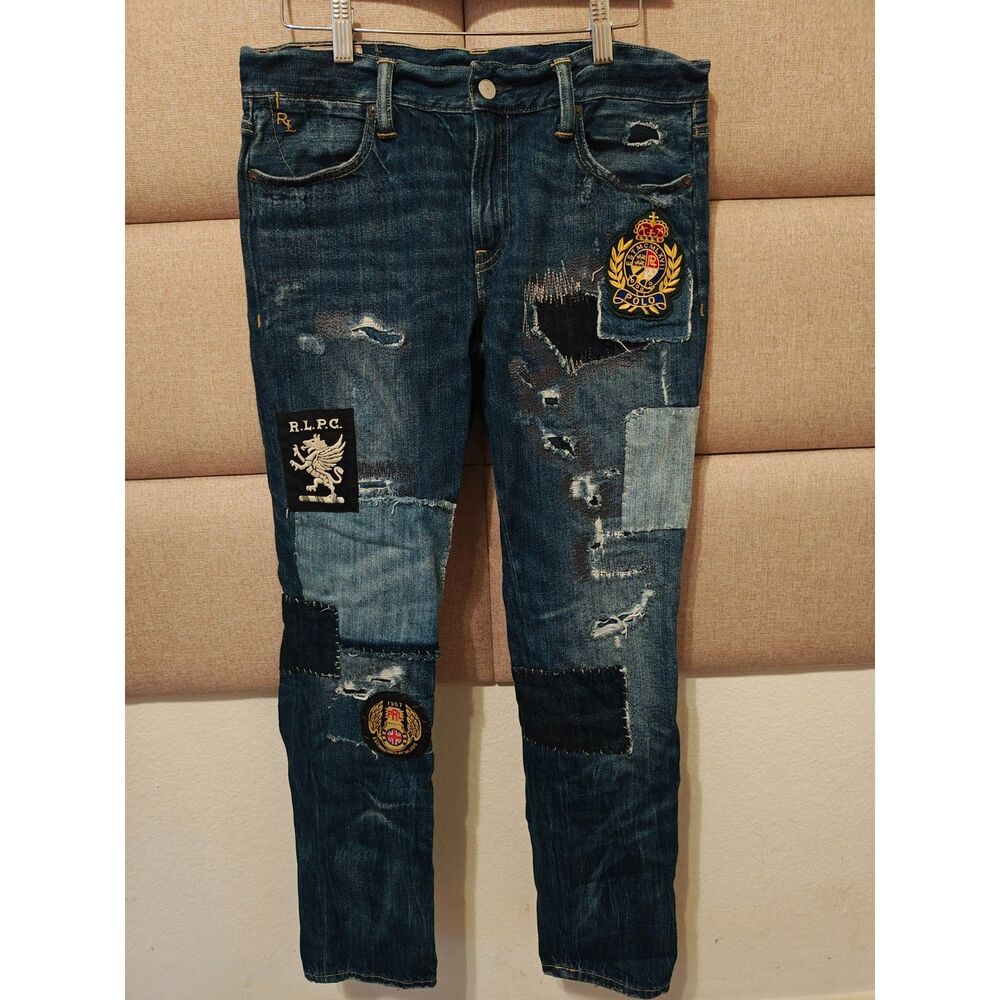 Vintage Rare Ralph Lauren Patchwork Aster Slim Boyfriend Jeans 27 Logo Crest